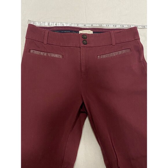 Anthropologie The Essential Slim Pant Burgundy Women's Size 4 - Picture 7 of 7
